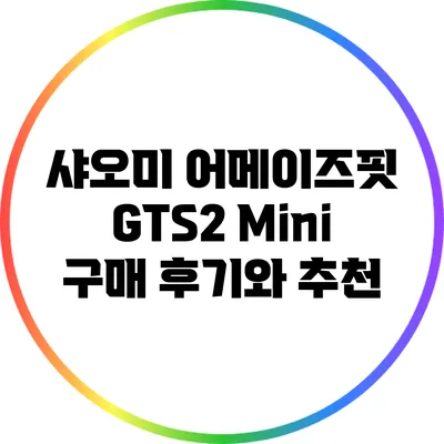 샤오미 어메이즈핏 GTS2 Mini 구매 후기와 추천