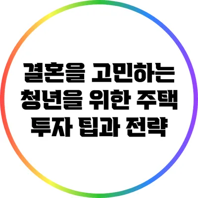 결혼을 고민하는 청년을 위한 주택 투자 팁과 전략