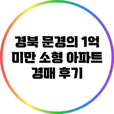 경북 문경의 1억 미만 소형 아파트 경매 후기