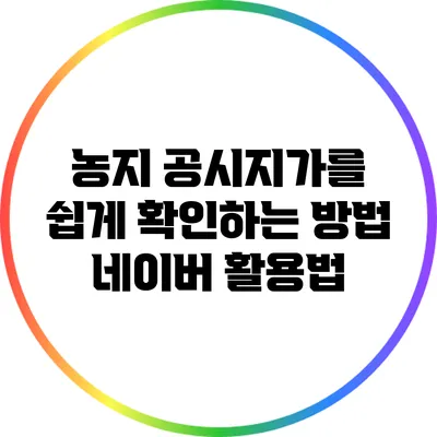 농지 공시지가를 쉽게 확인하는 방법: 네이버 활용법