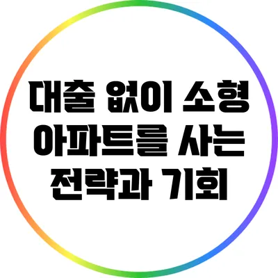 대출 없이 소형 아파트를 사는 전략과 기회