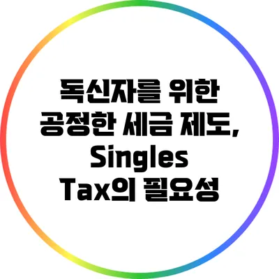 독신자를 위한 공정한 세금 제도, Singles Tax의 필요성