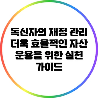 독신자의 재정 관리: 더욱 효율적인 자산 운용을 위한 실천 가이드