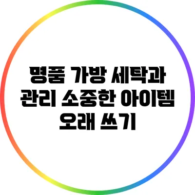 명품 가방 세탁과 관리: 소중한 아이템 오래 쓰기