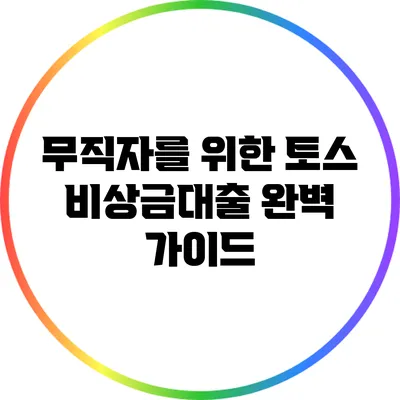 무직자를 위한 토스 비상금대출 완벽 가이드