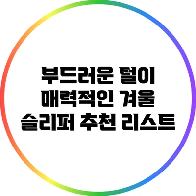 부드러운 털이 매력적인 겨울 슬리퍼 추천 리스트