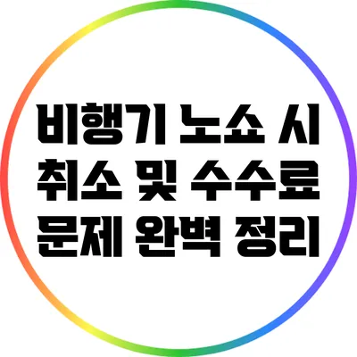 비행기 노쇼 시 취소 및 수수료 문제 완벽 정리