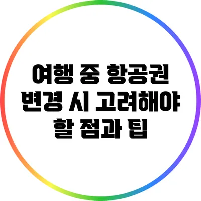 여행 중 항공권 변경 시 고려해야 할 점과 팁