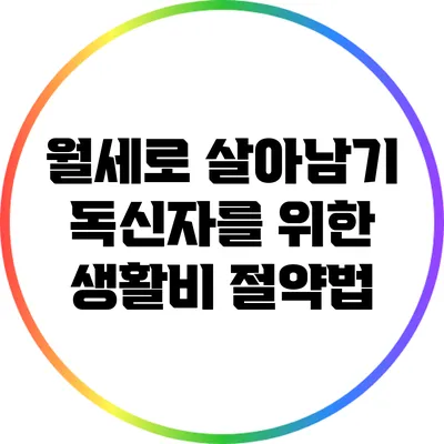 월세로 살아남기: 독신자를 위한 생활비 절약법