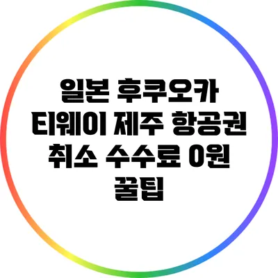 일본 후쿠오카 티웨이 제주 항공권 취소 수수료 0원 꿀팁
