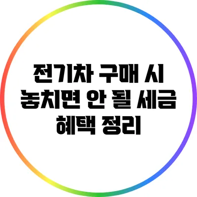 전기차 구매 시 놓치면 안 될 세금 혜택 정리