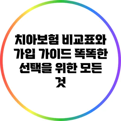 치아보험 비교표와 가입 가이드: 똑똑한 선택을 위한 모든 것