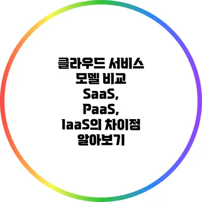 클라우드 서비스 모델 비교: SaaS, PaaS, IaaS의 차이점 알아보기