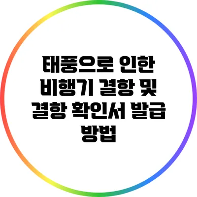 태풍으로 인한 비행기 결항 및 결항 확인서 발급 방법