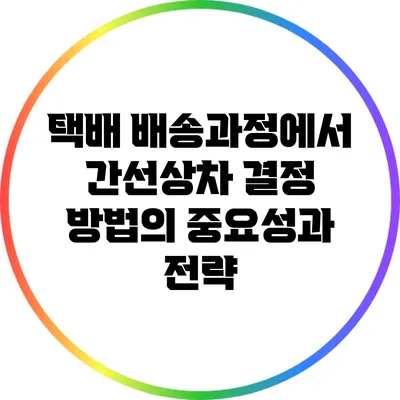 택배 배송과정에서 간선상차 결정 방법의 중요성과 전략