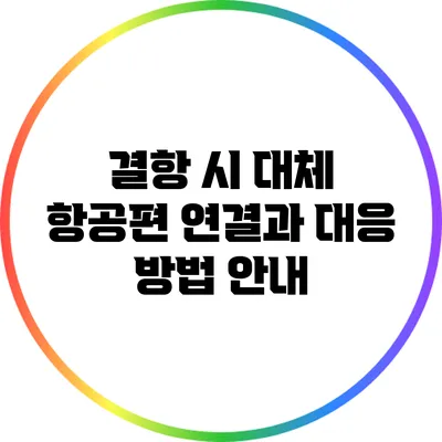 결항 시 대체 항공편 연결과 대응 방법 안내