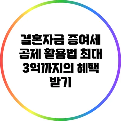 결혼자금 증여세 공제 활용법: 최대 3억까지의 혜택 받기