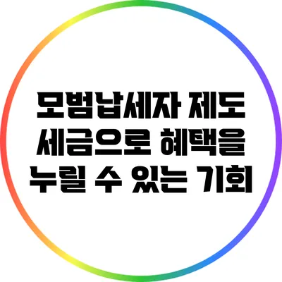 모범납세자 제도: 세금으로 혜택을 누릴 수 있는 기회