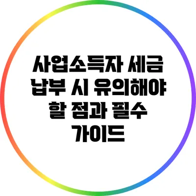 사업소득자 세금 납부 시 유의해야 할 점과 필수 가이드