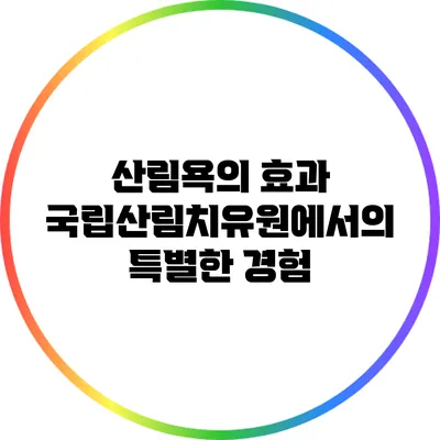 산림욕의 효과: 국립산림치유원에서의 특별한 경험