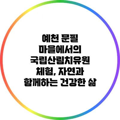 예천 문필 마을에서의 국립산림치유원 체험, 자연과 함께하는 건강한 삶