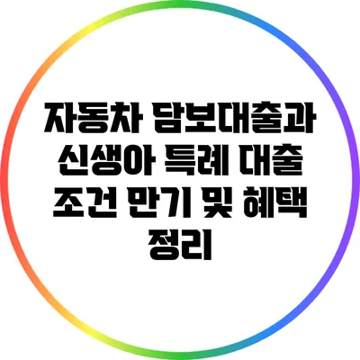 자동차 담보대출과 신생아 특례 대출 조건: 만기 및 혜택 정리