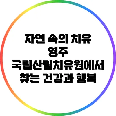 자연 속의 치유: 영주 국립산림치유원에서 찾는 건강과 행복