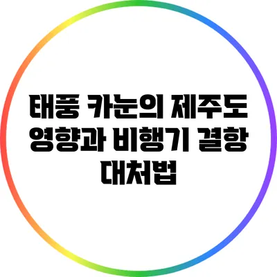 태풍 카눈의 제주도 영향과 비행기 결항 대처법