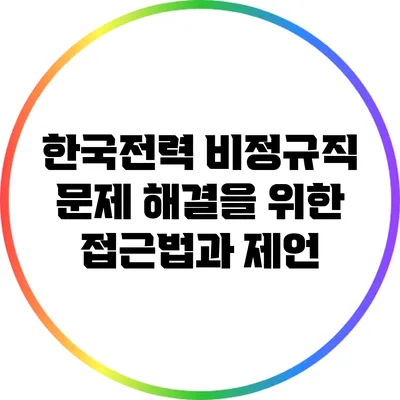 한국전력 비정규직 문제 해결을 위한 접근법과 제언
