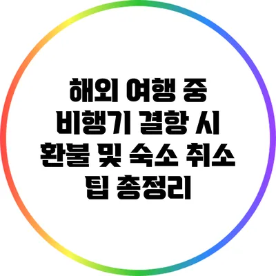 해외 여행 중 비행기 결항 시 환불 및 숙소 취소 팁 총정리