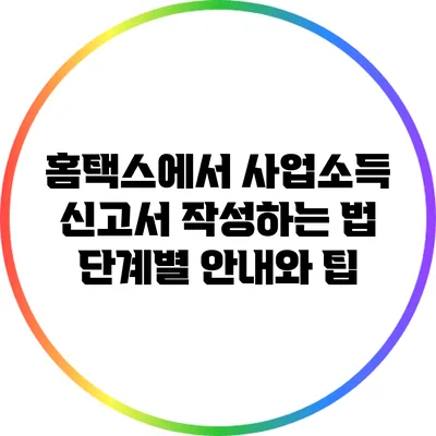 홈택스에서 사업소득 신고서 작성하는 법: 단계별 안내와 팁