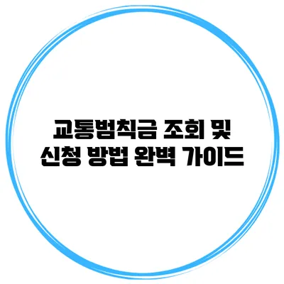 교통범칙금 조회 및 신청 방법 완벽 가이드