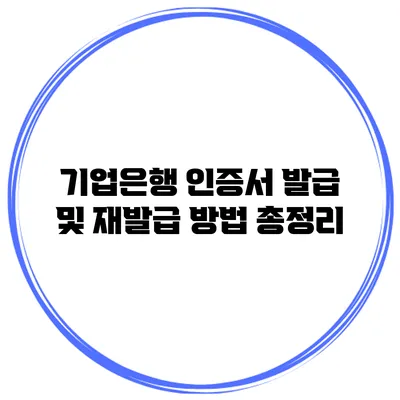 기업은행 인증서 발급 및 재발급 방법 총정리