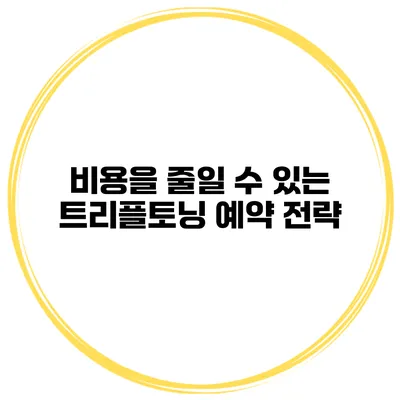 비용을 줄일 수 있는 트리플토닝 예약 전략