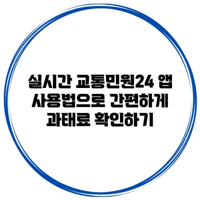실시간 교통민원24 앱 사용법으로 간편하게 과태료 확인하기
