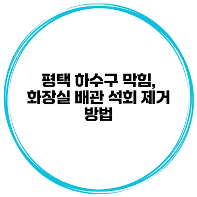평택 하수구 막힘, 화장실 배관 석회 제거 방법