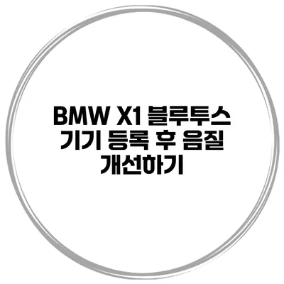 BMW X1 블루투스 기기 등록 후 음질 개선하기