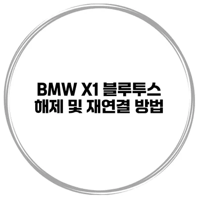 BMW X1 블루투스 해제 및 재연결 방법