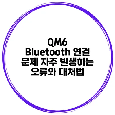 QM6 Bluetooth 연결 문제 자주 발생하는 오류와 대처법