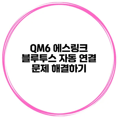 QM6 에스링크 블루투스 자동 연결 문제 해결하기