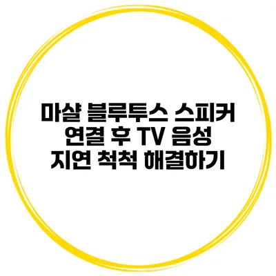 마샬 블루투스 스피커 연결 후 TV 음성 지연 척척 해결하기