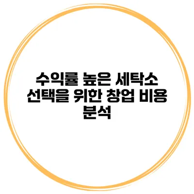 수익률 높은 세탁소 선택을 위한 창업 비용 분석